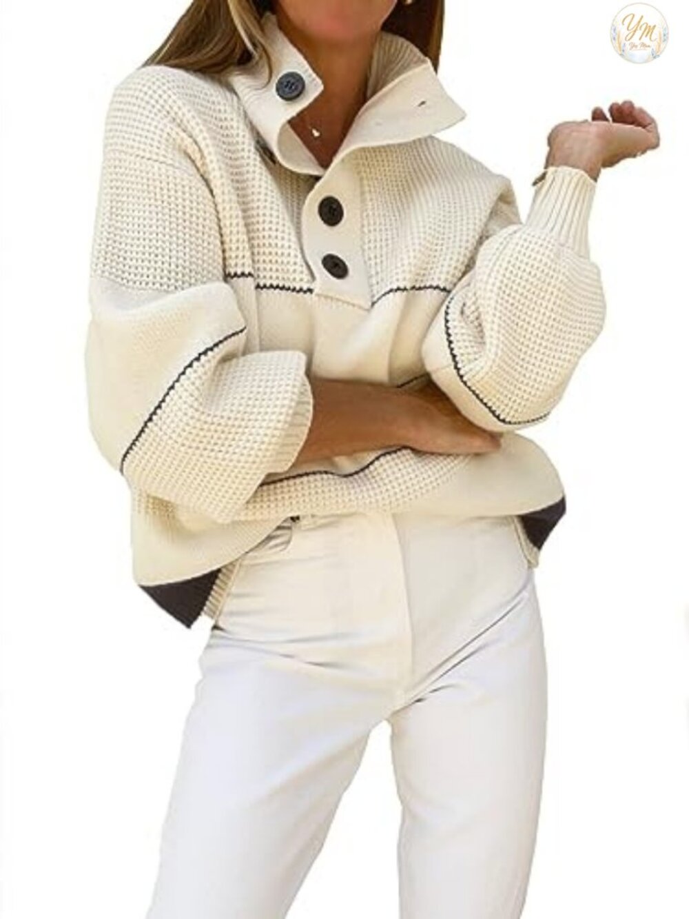 Oversized Chunky Knit Batwing Sleeve Pullover Sweater Women Warm Tunic